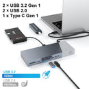 NÖRDIC DisplayLink USB-A & USB-C Dockingsstation 1 till 15 för trippla monitorer 3xHDMI 4K30Hz för Mac M1 M2 Thunderbolt 3 & 4