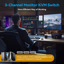 NÖRDIC Displayport 1.4 KVM Switch 2 Computer 3 Monitors 8K60Hz 4K144Hz Triple Monitor 4 USB 3.0 for 2 PC Share 3 Monitors