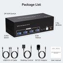 NÖRDIC Displayport 1.4 KVM Switch 2 Computer 3 Monitors 8K60Hz 4K144Hz Triple Monitor 4 USB 3.0 for 2 PC Share 3 Monitors