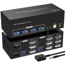 NÖRDIC Displayport 1.4 KVM Switch 2 Computer 3 Monitors 8K60Hz 4K144Hz Triple Monitor 4 USB 3.0 for 2 PC Share 3 Monitors