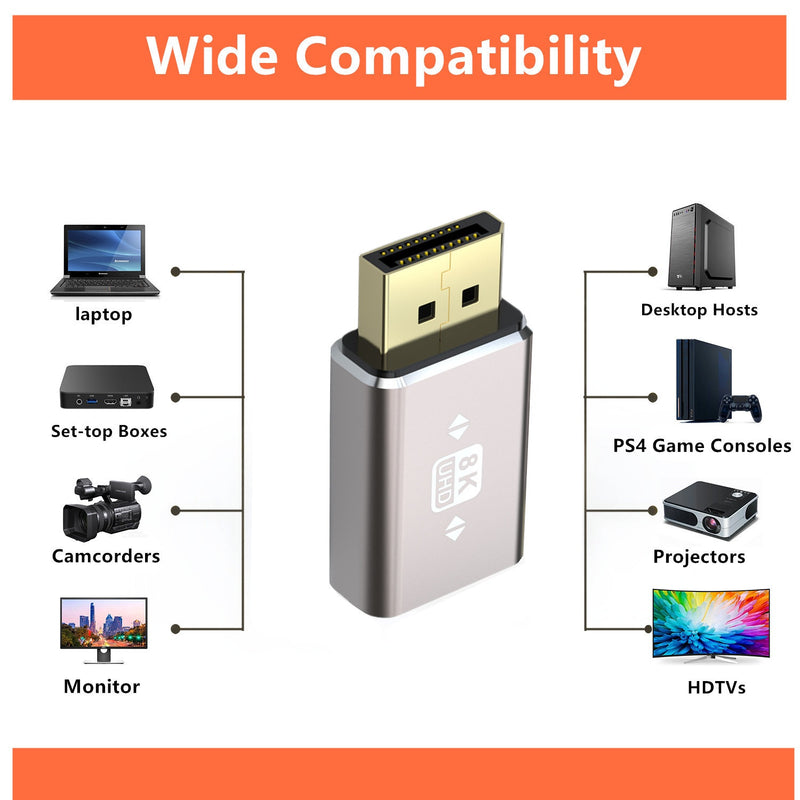 NÖRDIC Displayport adapter male to female 8K60Hz 4K144/120/60Hz
