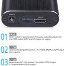 NÖRDIC Extractor HDMI HDMI to HDMI, Toslink and 3.5mm stereo with ARC, 4K 60Hz Dolby 3D