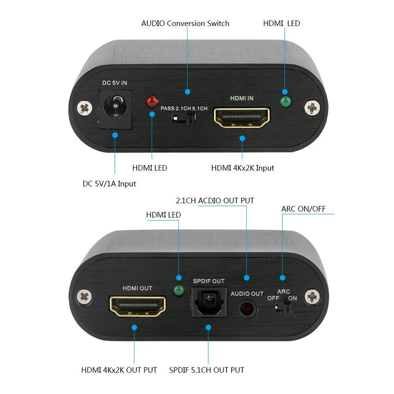 NÖRDIC Extractor HDMI HDMI to HDMI, Toslink and 3.5mm stereo with ARC, 4K 60Hz Dolby 3D