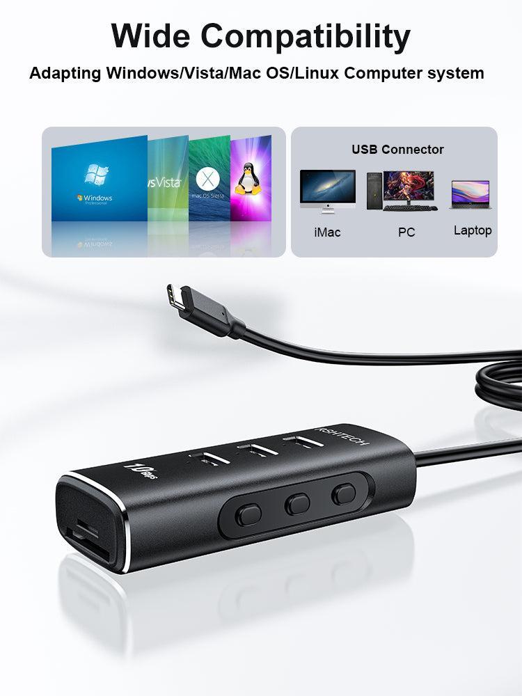 NÖRDIC Gen2 3.2 USB-C 3port Hub 10Gbps 1m cable 3xUSB-A 1xSD 1xTF card reader