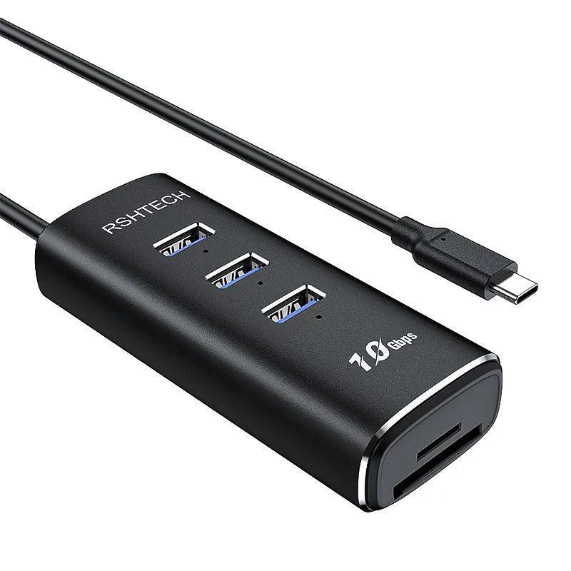 NÖRDIC Gen2 3.2 USB-C 3port Hub 10Gbps 1m cable 3xUSB-A 1xSD 1xTF card reader