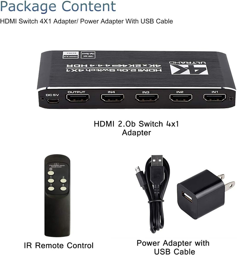 NÖRDIC HDMI 2.0 4x1 Switch 4K60Hz with remote control