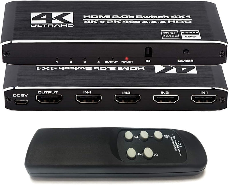 NÖRDIC HDMI 2.0 4x1 Switch 4K60Hz with remote control