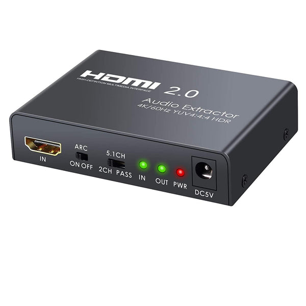NÖRDIC HDMI 2.0 ARC 4K 60Hz HDR Extractor YUV4: 4: 4 HDMI input to HDMI, SPDIF, R / L and AUX output ARC Converter