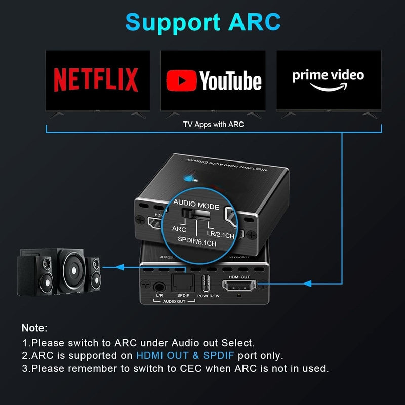 NÖRDIC HDMI 2.1 switch and extractor 8K60Hz 4K120Hz ARC CEC EDID, S/PDIF and AUX extractor