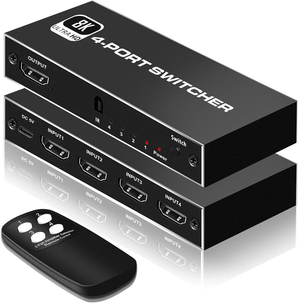 NÖRDIC HDMI 2.1 Switch 4 to 1 8K60Hz 4K144Hz 48Gbps