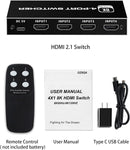 NÖRDIC HDMI 2.1 Switch 4 to 1 8K60Hz 4K144Hz 48Gbps