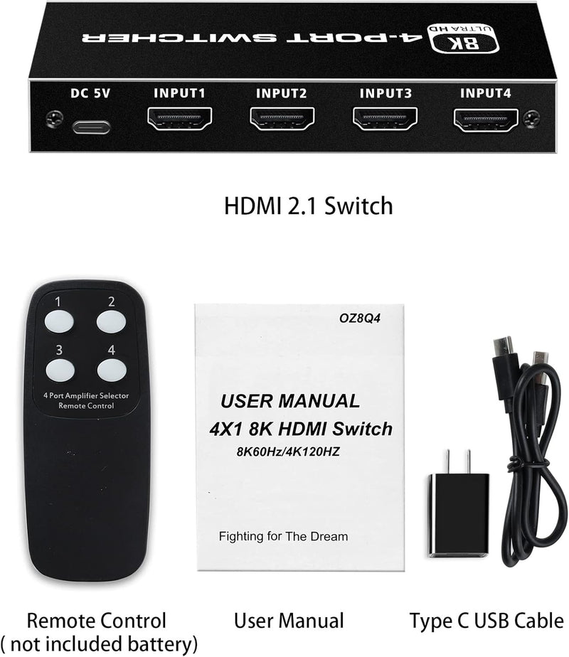 NÖRDIC HDMI 2.1 Switch 4 to 1 8K60Hz 4K144Hz 48Gbps