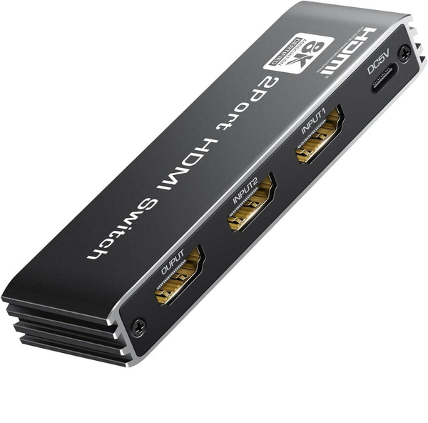 NÖRDIC HDMI 2 to 1 Switch 8K60Hz 4K@120Hz with remote control, Aluminum