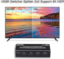 NÖRDIC HDMI 4K 60Hz Switch-Splitter 2x2 Audio SPDIF/Stereo with remote control
