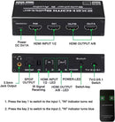 NÖRDIC HDMI 4K 60Hz Switch-Splitter 2x2 Audio SPDIF/Stereo with remote control