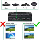NÖRDIC HDMI 4K 60Hz Switch-Splitter 2x2 Audio SPDIF/Stereo with remote control