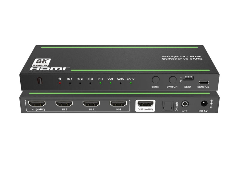 NÖRDIC 8K HDMI 2.1 eARC/ARC Switch and Extractor 4 to 1 Optical SPDIF &amp; Stereo CEC HDR Dolby Atmos, True HD, Digital Plus, DTS-HD Master