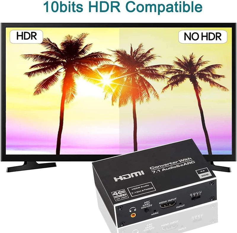 NÖRDIC HDMI Extractor 4K60Hz HDMI to HDMI + Optical Toslink + Coaxial + 3.5mm Audio + 7.1CH HDMI Support for eARC / ARC HDR Dolby ATMOS