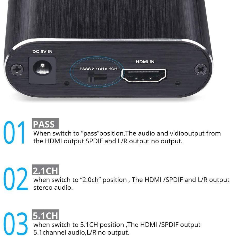 NÖRDIC HDMI Extractor HDMI to HDMI, Toslink and 3.5mm stereo with ARC, 4K 60Hz Dolby 3D