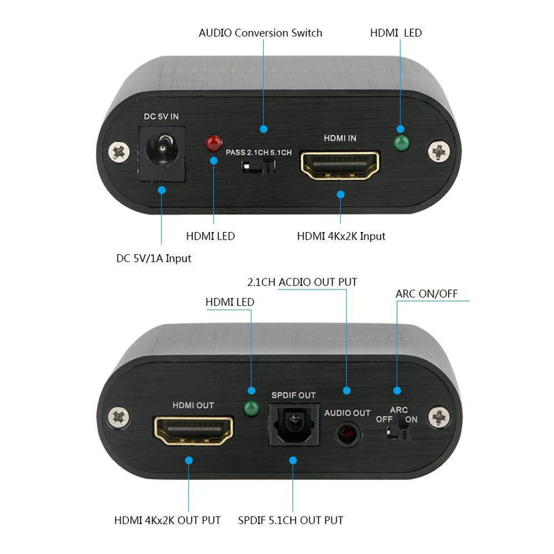 NÖRDIC HDMI Extractor HDMI to HDMI, Toslink and 3.5mm stereo with ARC, 4K 60Hz Dolby 3D