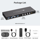 NÖRDIC HDMI KVM Switch 4 Computers 1 Monitor 8K 60Hz 4K 144/120Hz 4xUSB Devices
