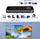 NÖRDIC HDMI Multi-Viewer 6 in 1 Out Seamless Switcher 1080P HDMI HUB Switcher for Multiple Inputs, Splitter for Multiple Monitors