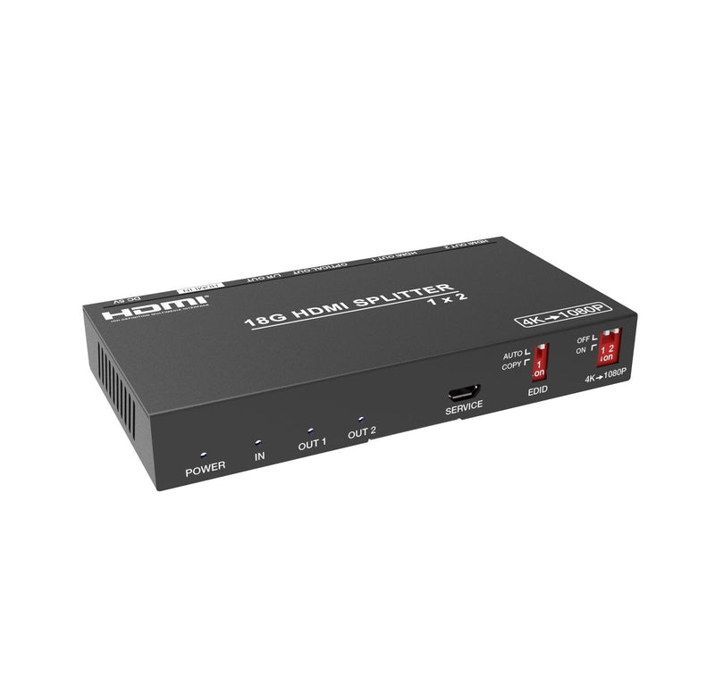 NÖRDIC 4K HDMI 2.0b Splitter 1 to 2 &amp; Extractor Optical SPDIF &amp; Stereo HDR EDID Dolby True HD, Digital Plus, DTS-HD Master