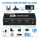 NÖRDIC HDMI 2.1 Splitter 8K60Hz 1 to 2 with built-in extractor for SPDIF/Coaxial/Stereo