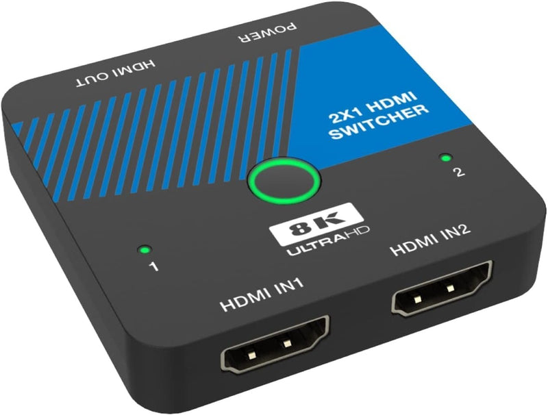 NÖRDIC HDMI 2.1 Switch 2 to 1 8K60Hz 4K120Hz CEC HDR Dolby Atmos, True HD, Digital Plus, DTS-HD Master