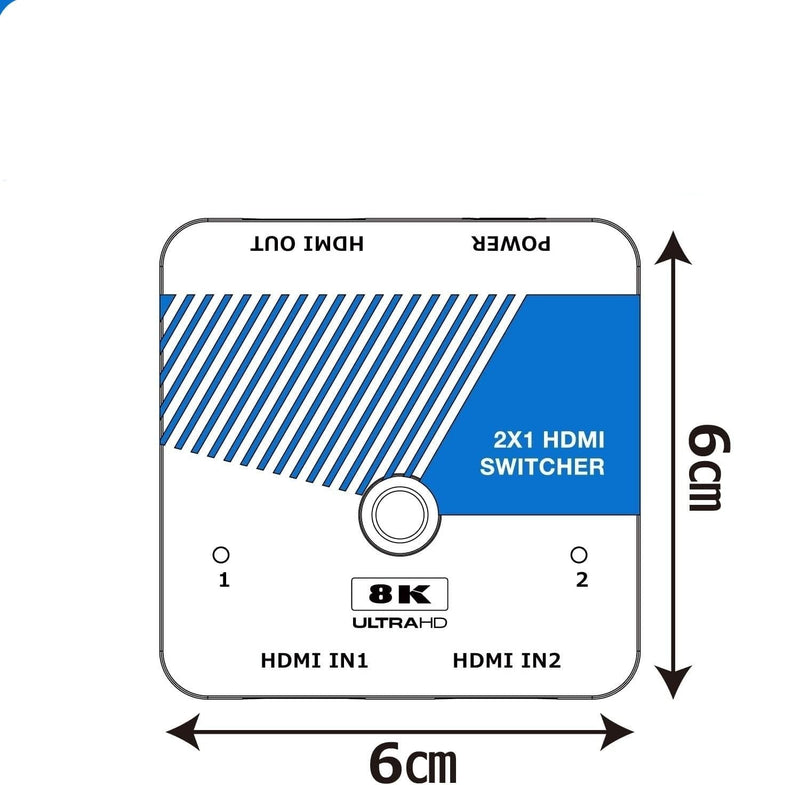 NÖRDIC HDMI 2.1 Switch 2 to 1 8K60Hz 4K120Hz CEC HDR Dolby Atmos, True HD, Digital Plus, DTS-HD Master
