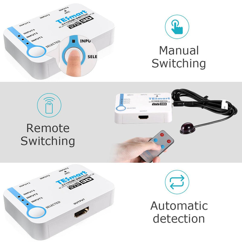 NÖRDIC HDMI Switch 3 to 1 support for 4K 30Hz Full HD1080P 3D ARC 10,2Gbps