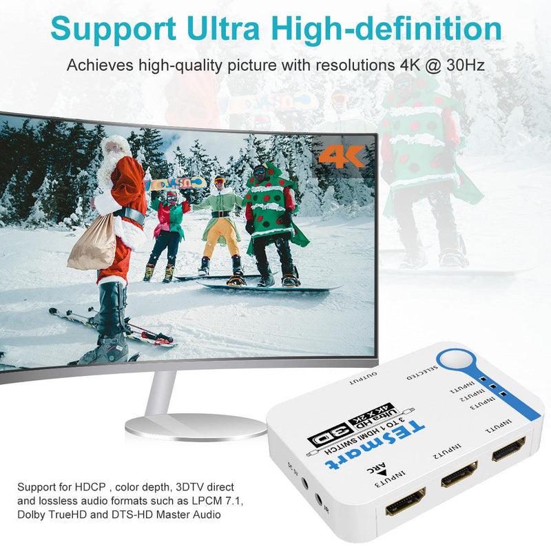 NÖRDIC HDMI Switch 3 to 1 support for 4K 30Hz Full HD1080P 3D ARC 10,2Gbps