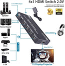 NÖRDIC HDMI Switch 4 to 1 with 7.1 audio extractor ARC SPDIF stereo 3.5mm audio 4K60hz HDCP2.2 3D HDR10 18Gbps