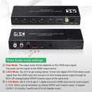 NÖRDIC HDMI Switch 4 to 2 with audio extractor and ARC, in 4Kx2K 60Hz, HDCP 2.2, 5.1 surround, Metal