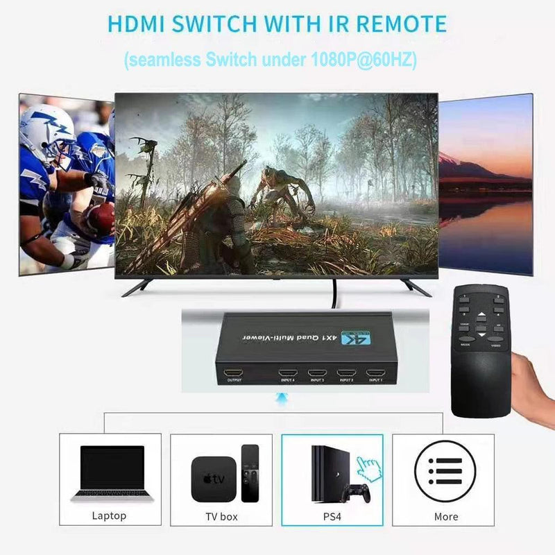 NÖRDIC HDMI scaler switch 4 to 1 with Multiviewer 4K30hz HDCP1.4