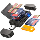 NÖRDIC USB-A, USB-C Card Reader 2-Slot SD, Micro SD and USB-A 3.0 OTG with Card Storage