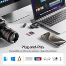 NÖRDIC USB-A, USB-C Card Reader 2-Slot SD, Micro SD and USB-A 3.0 OTG with Card Storage