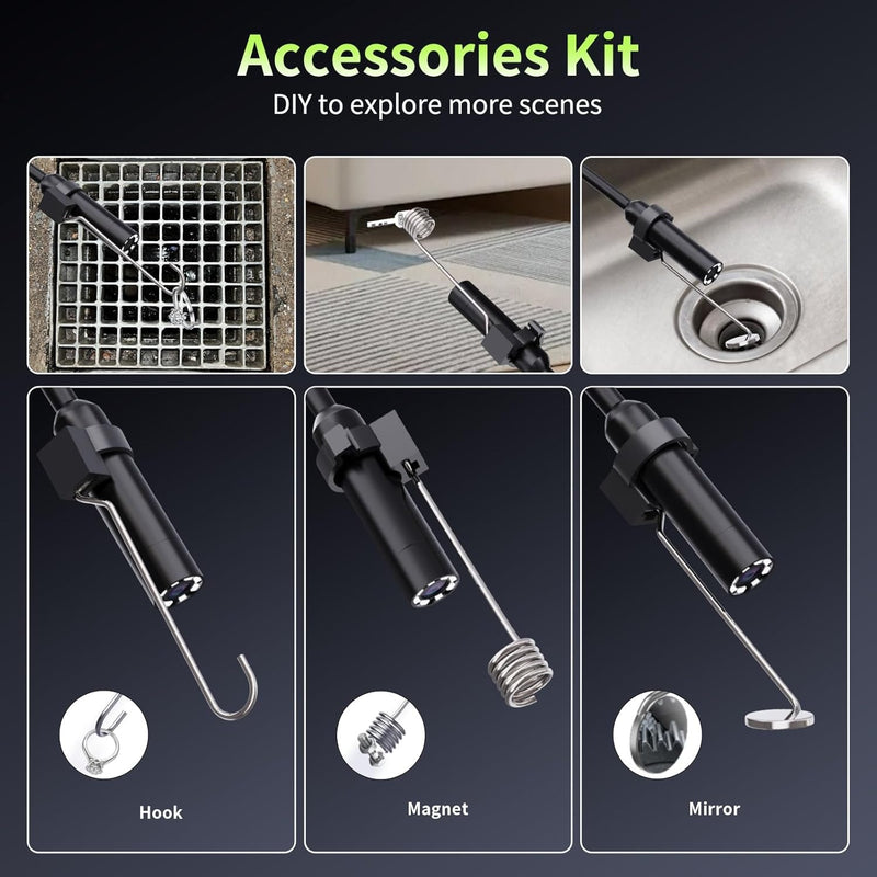 NÖRDIC Industrial Endoscope Camera with 8 LED Lights 1080P 4.3-inch IPS Screen, IP67 Waterproof Cable 5m 8mm