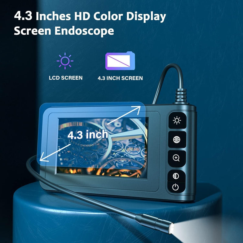 NÖRDIC Industrial endoscope camera 4.3" screen with 8 LED lights, cable 5m 8mm, IP67 Waterproof camera