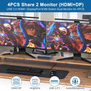 NÖRDIC KVM 4x2 Switch 4PC to Dual Monitor HDMI & DP 4K60Hz with 2x3.5mm and 3xUSB-A