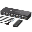 NÖRDIC KVM 4x2 Switch 4PC to Dual Monitor HDMI & DP 8K60Hz with 1x3.5mm and 4xUSB-A