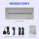 NÖRDIC KVM Switch 2 PC to 1 DisplayPort 1.2 4K60Hz and 4x USB Port HDCP 2.2
