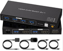 NÖRDIC 2-to-1 HDMI 2.0 4K60Hz KVM Switch for PC, Xbox, PS5 and Laptop with 4×USB 3.0 Ports