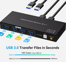 NÖRDIC 2-to-1 HDMI 2.0 4K60Hz KVM Switch for PC, Xbox, PS5 and Laptop with 4×USB 3.0 Ports