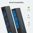 NÖRDIC 2-to-1 HDMI 2.0 4K60Hz KVM Switch for PC, Xbox, PS5 and Laptop with 4×USB 3.0 Ports