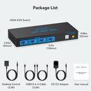 NÖRDIC 2-to-1 HDMI 2.0 4K60Hz KVM Switch for PC, Xbox, PS5 and Laptop with 4×USB 3.0 Ports