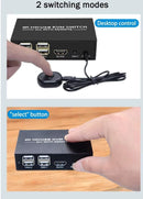 NÖRDIC KVM Switch 2 to 1 HDMI 2.0 4K60Hz for PC, Xbox, PS5 and laptop with 4xUSB ports