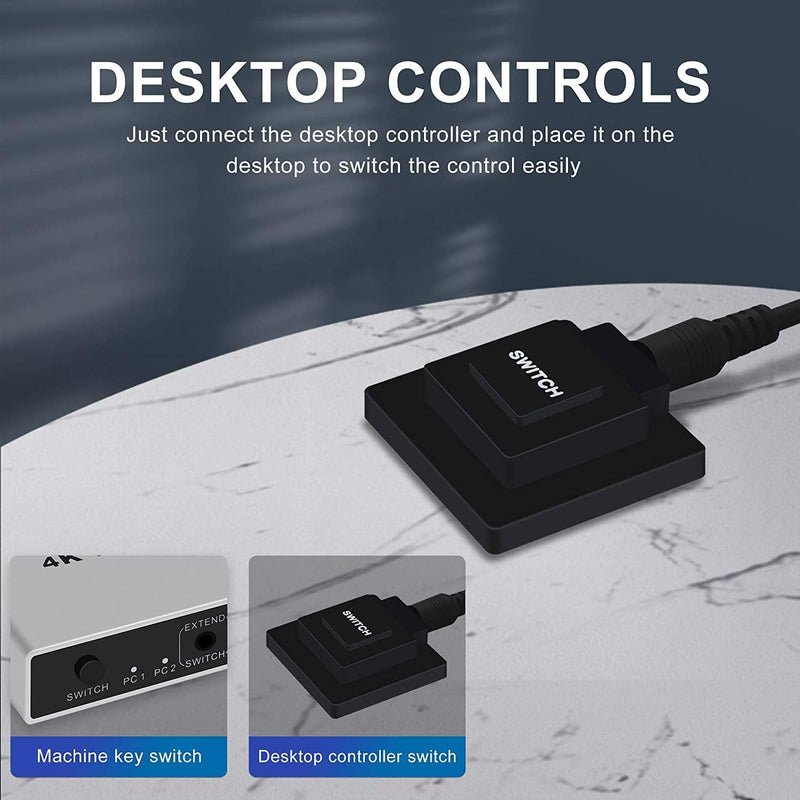 NÖRDIC KVM Switch 2 to 1 DisplayPort 1.2 4K 60Hz and 4x USB HDCP 2.2