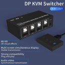 NÖRDIC KVM Switch 4 PC to 1 DisplayPort 1.2 4K 60Hz and 4x USB HDCP 2.2