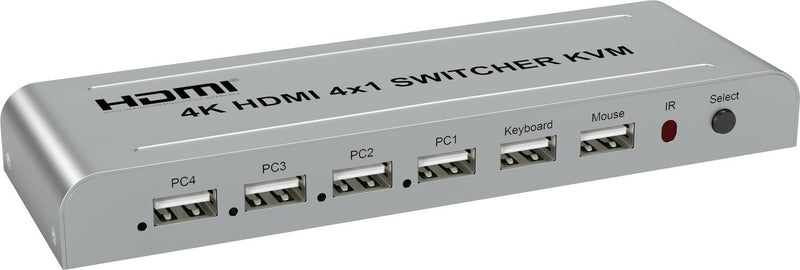 NÖRDIC KVM Switch 4 to 1 HDMI 4K 30Hz and 2xUSB HDCP 2.2